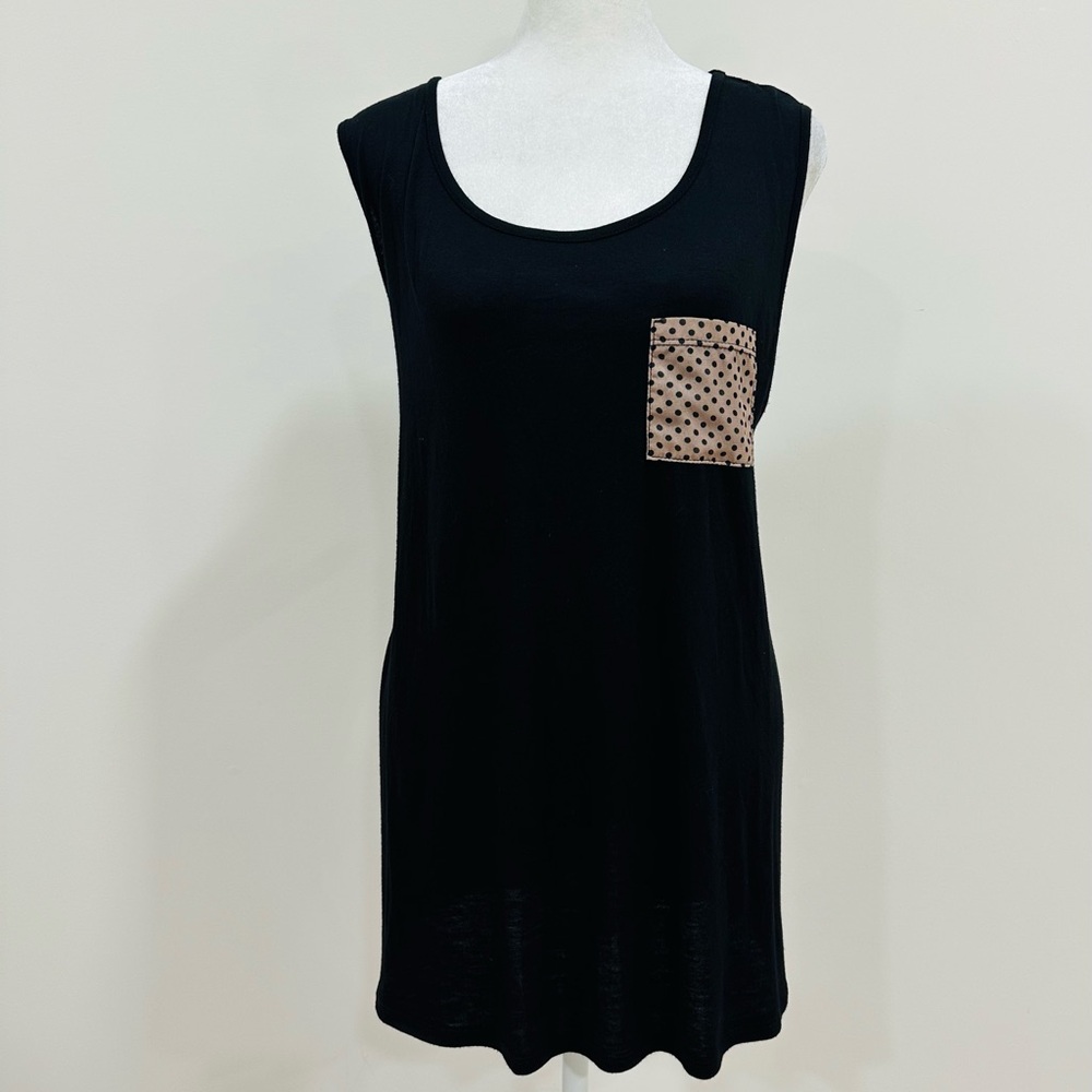 Tutta Bella Maternity EUC Black Flowy Pleated Polka-Dot Tank Top - SIZE‎ XXL
